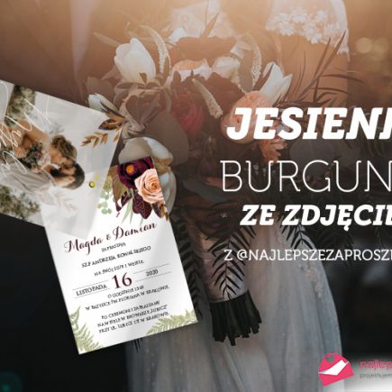 zaproszenia ślubne przeźroczyste jesienne burgundy